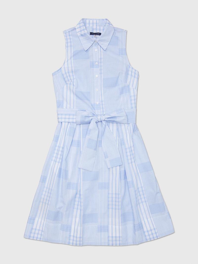 Női Tommy Hilfiger Ujjatlan Patchwork Dresses Kék Fehér | HU 121CTV